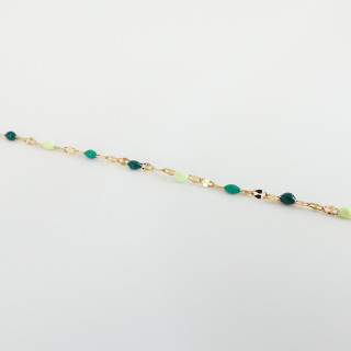 Bracelet acier doré perles vertes ou bleues