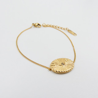 Bracelet acier doré strass et étoile du nord