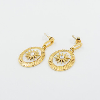 Boucles d’oreilles acier doré pendantes vintage