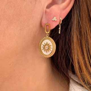 Boucles d’oreilles acier doré pendantes vintage