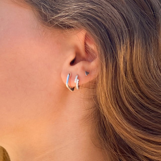 Mini Créoles Argent Strass Zigzag