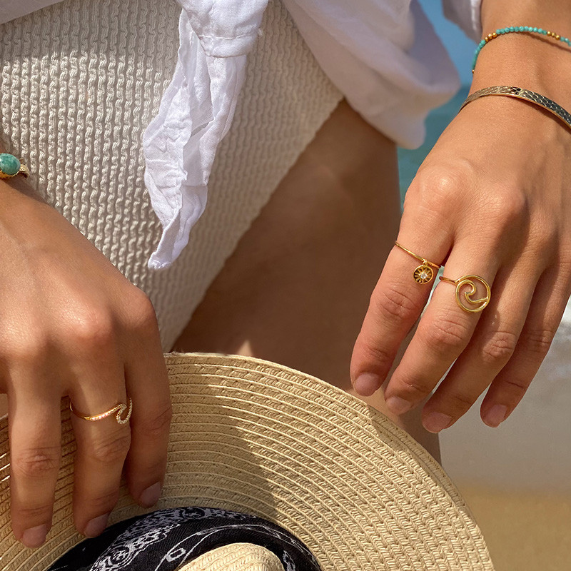 Bague Plaqué or Wave