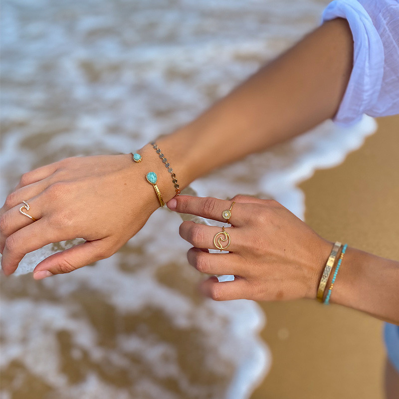 Jonc Doré Gouttes Amazonite