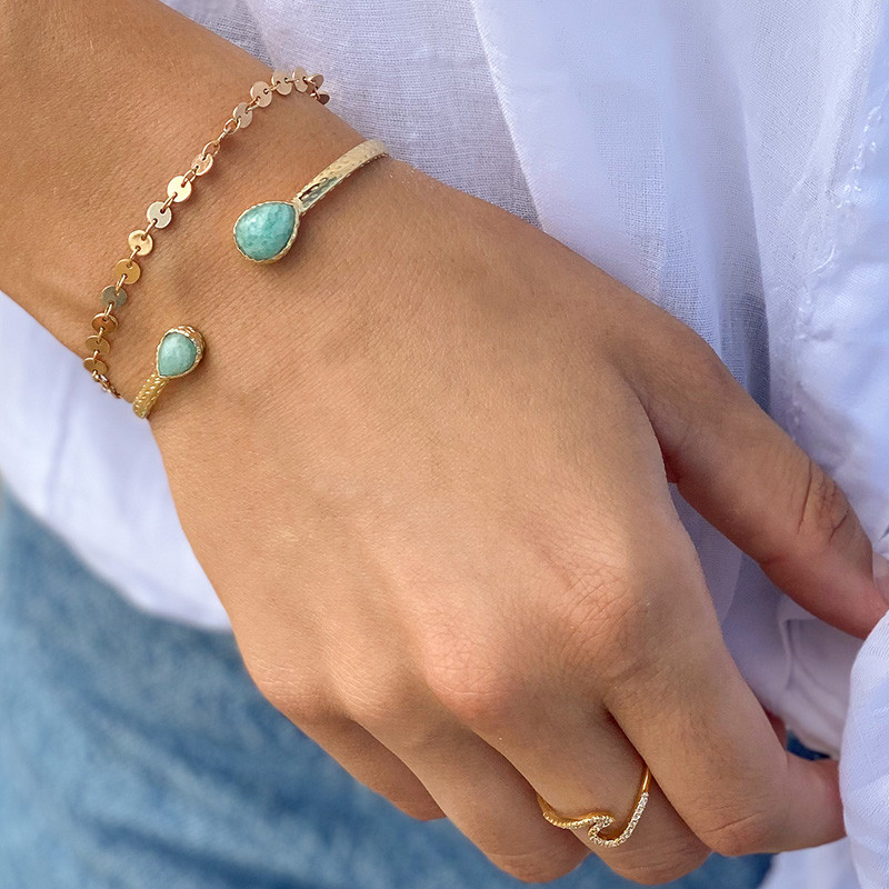 Jonc Doré Gouttes Amazonite