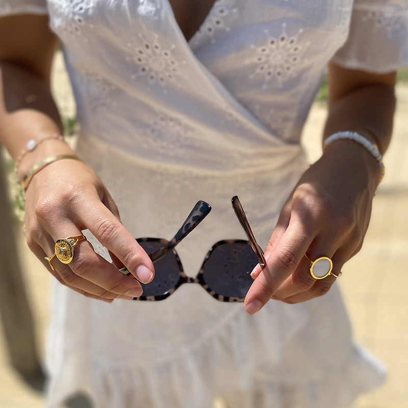 Bague Dorée Nacre ronde