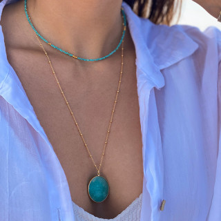 Collier doré pierres fines ras de cou