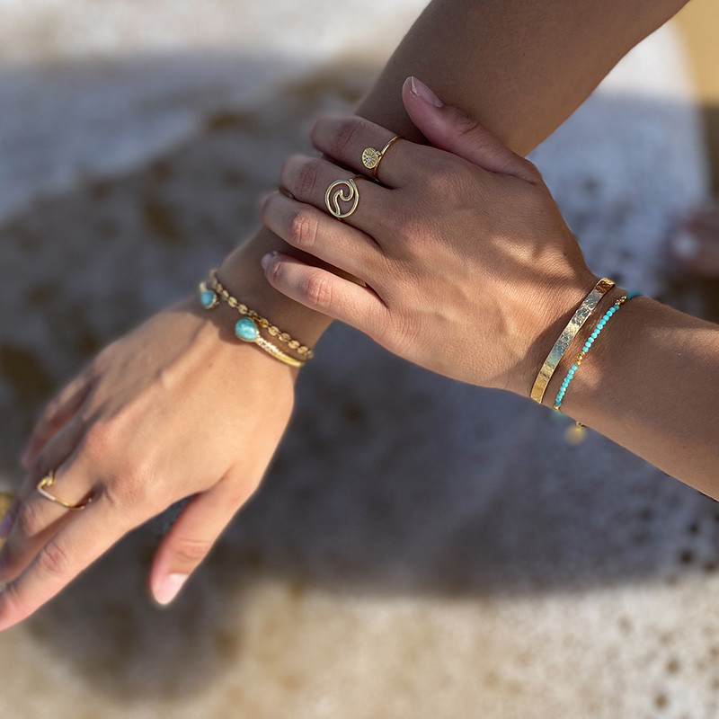 Bracelet fin Doré pierres fines