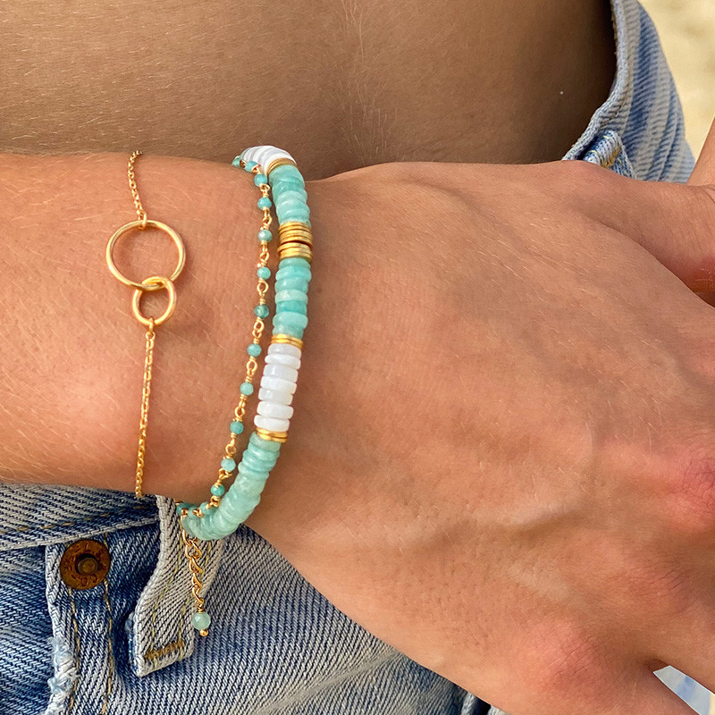 Bracelet Plaqué or Double Cercles XS