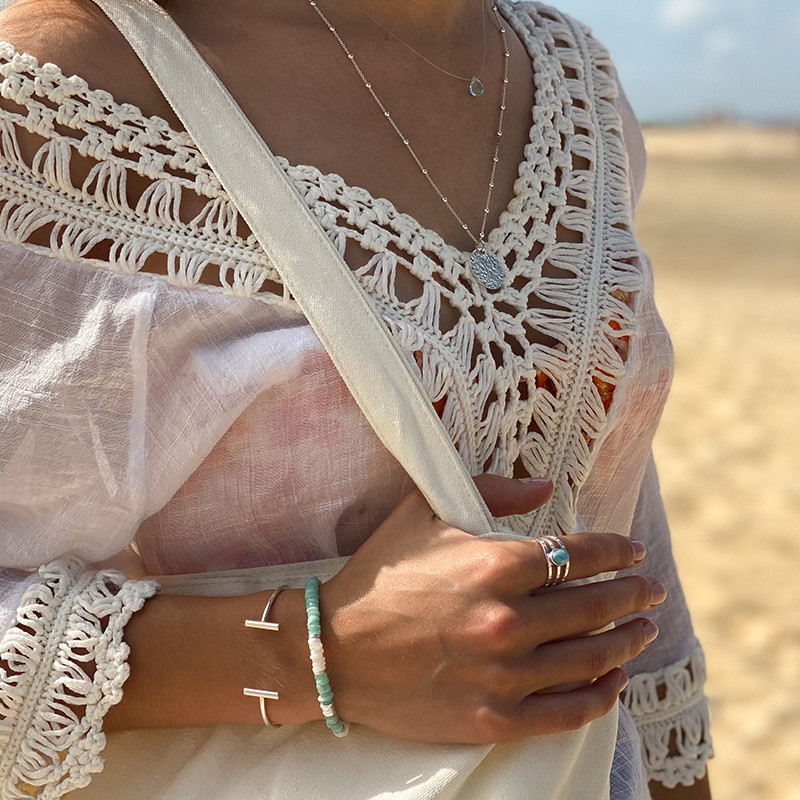 Collier Argent Grande Médaille Martelée