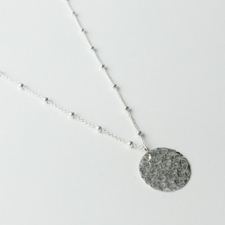 Collier Argent Grande Médaille Martelée