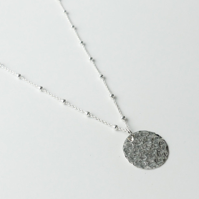 Collier Argent Grande Médaille Martelée