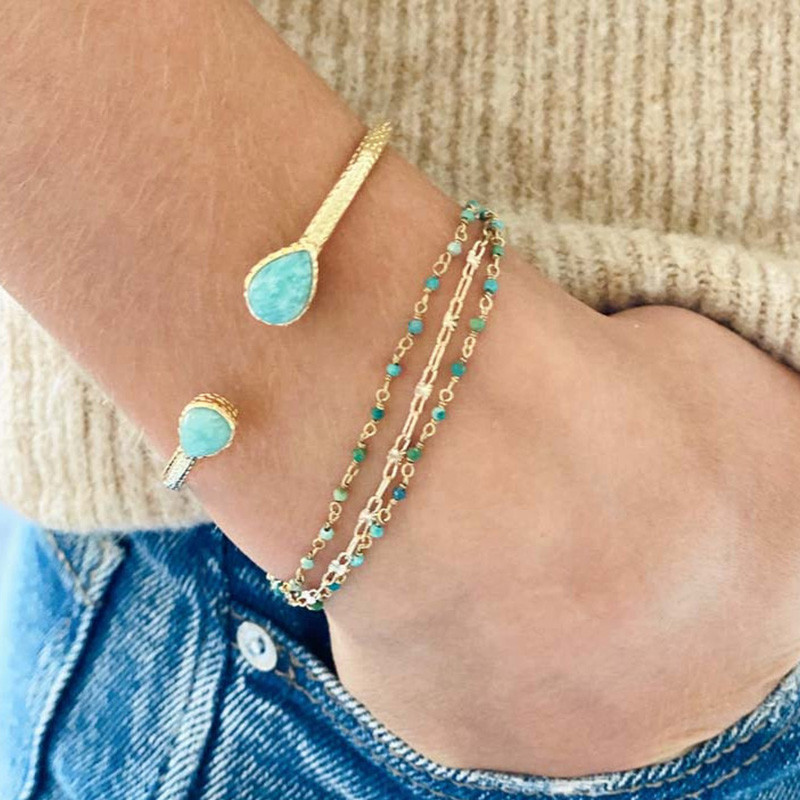 Jonc Doré Gouttes Amazonite