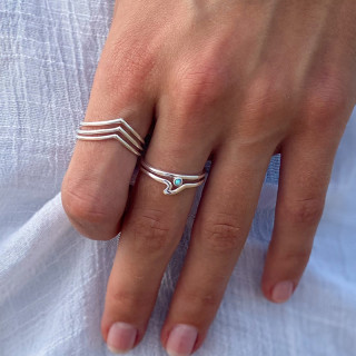 Bague fine Argent Triple Chevron