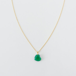 Collier Plaqué Or Coeur Onyx Vert