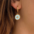Boucles d'oreilles acier doré émaillé bleu