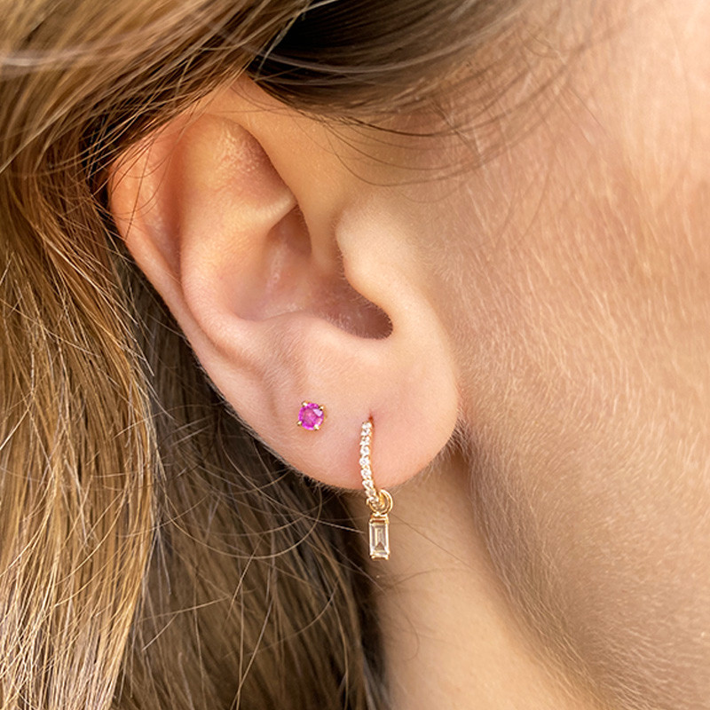 Créole or 18 carats diamantée et Barrette Diamant