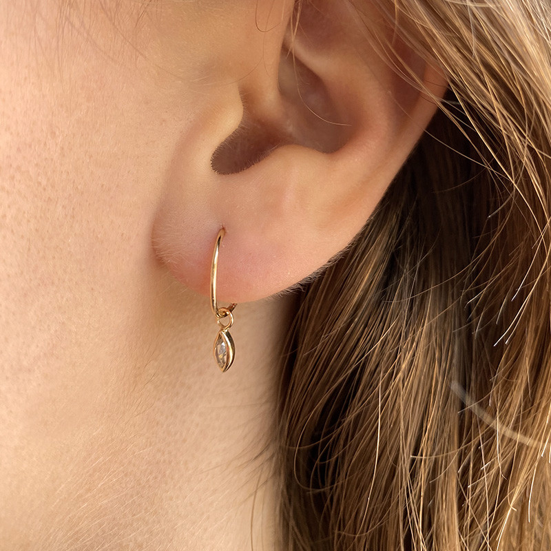 Créole or 18 carats et Marquise Diamant