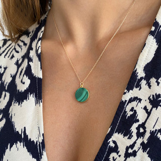 Collier Plaqué Or Malachite