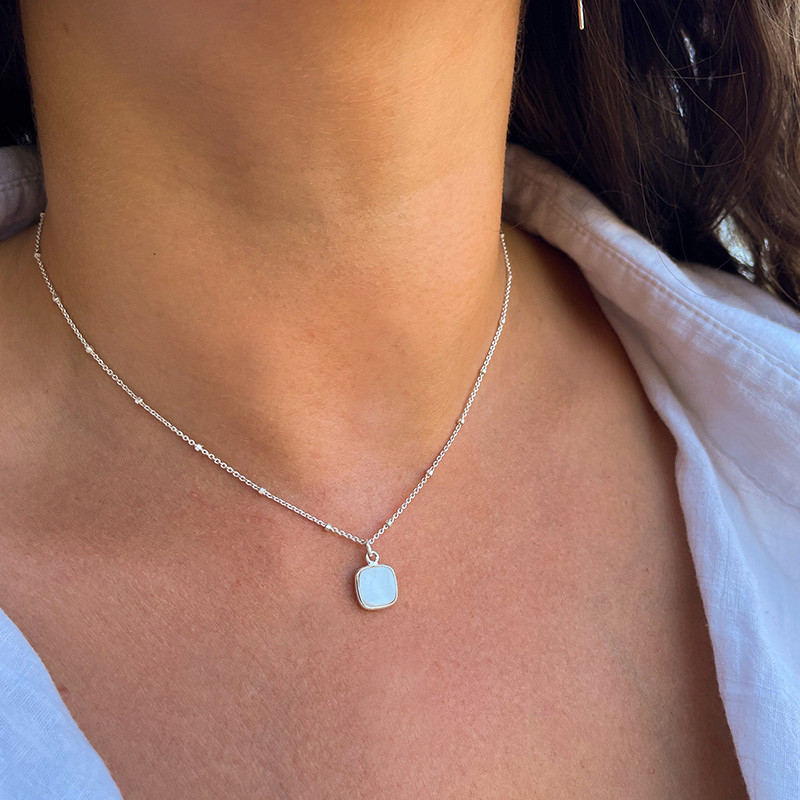 Collier Argent Amazonite ou Nacre