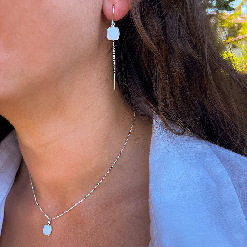 Collier Argent Amazonite ou Nacre