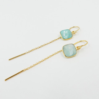 Boucles d’oreilles dorées pendantes Amazonite
