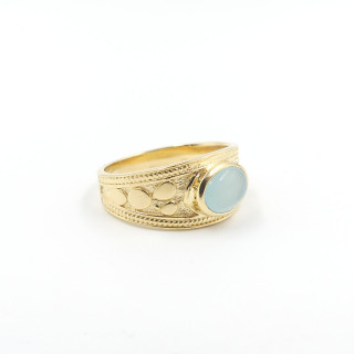 Bague Dorée Large Aqua Calcédoine