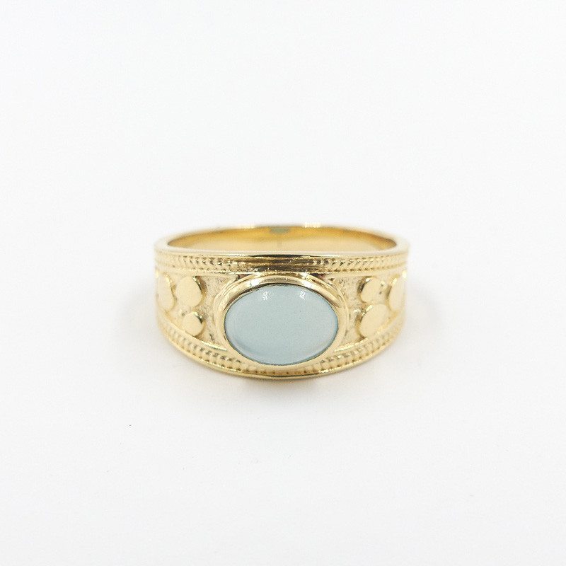 Bague Dorée Large Aqua Calcédoine