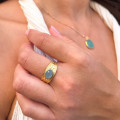Bague Dorée Large Aqua Calcédoine