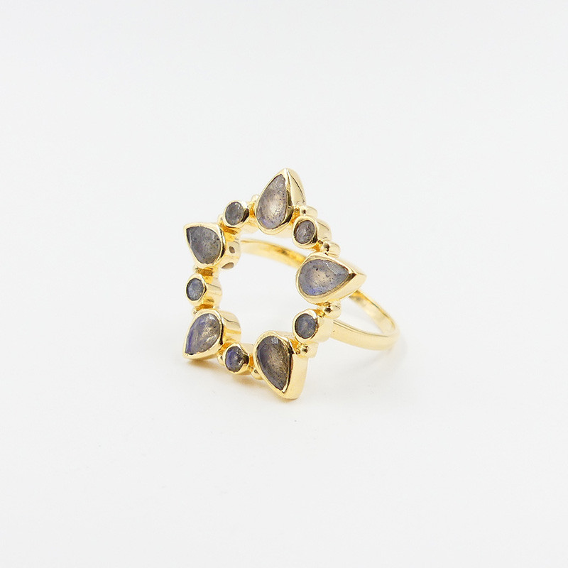 Bague Dorée Fleur Labradorite