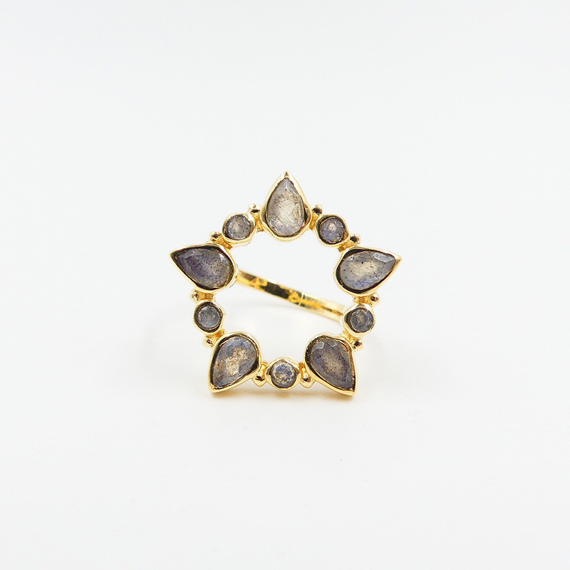 Bague Dorée Fleur Labradorite
