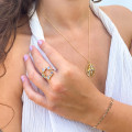 Bague Dorée Fleur Labradorite