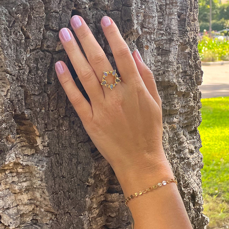 Bague Dorée Fleur Labradorite