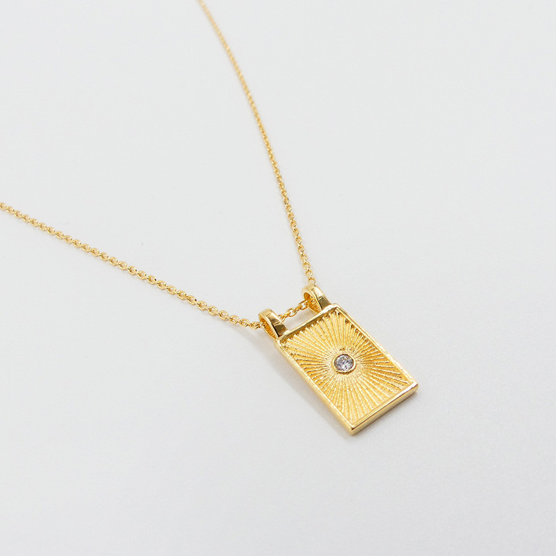 Collier Plaqué or soleil rectangle