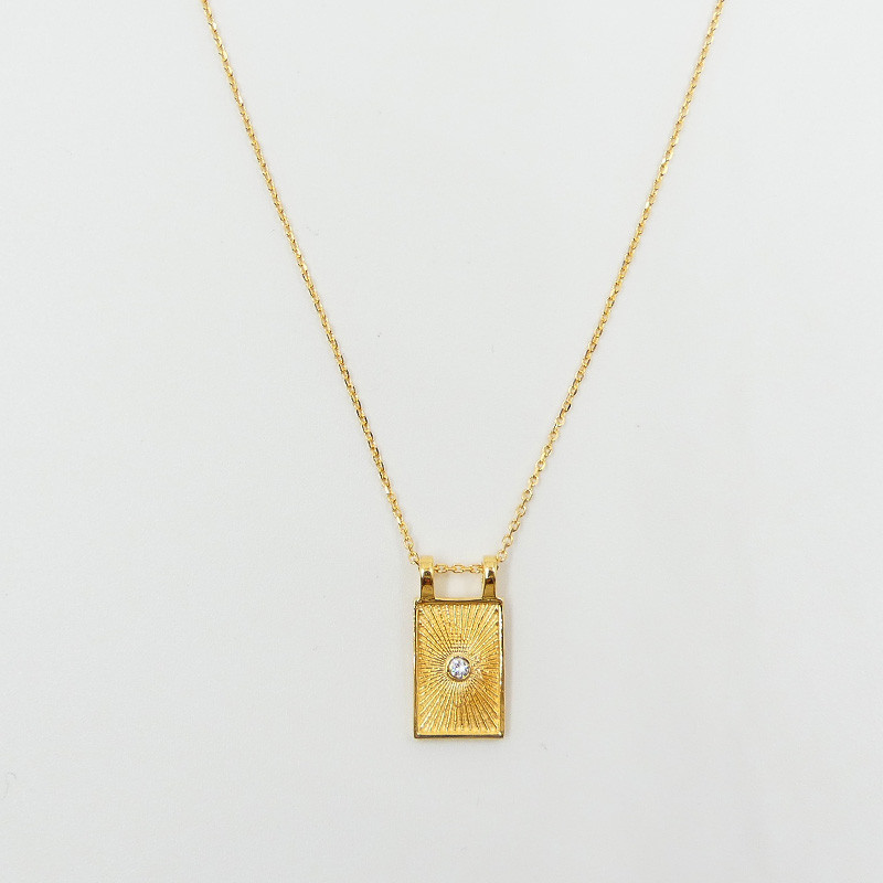 Collier Plaqué or soleil rectangle