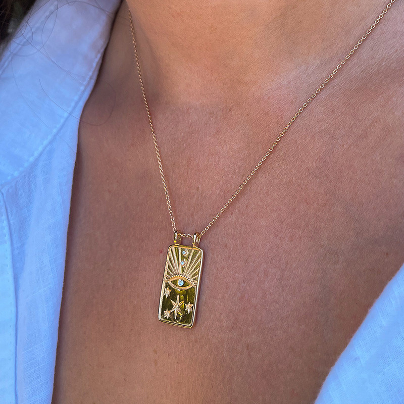 Collier Plaqué or oeil céleste