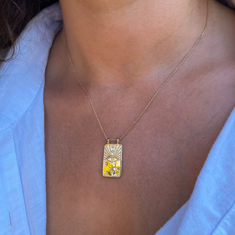 Collier Plaqué or oeil céleste