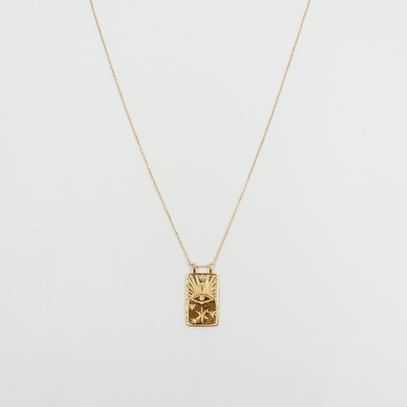Collier Plaqué or oeil céleste