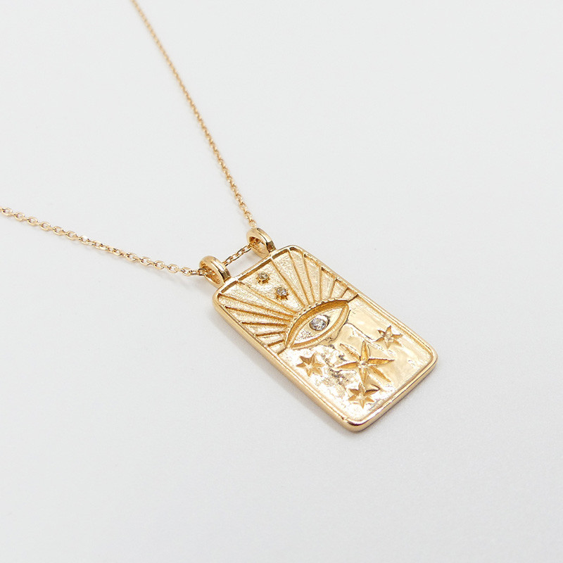 Collier Plaqué or oeil céleste