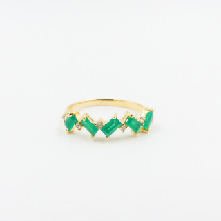 Bague Dorée multi-pierres Onyx Vert
