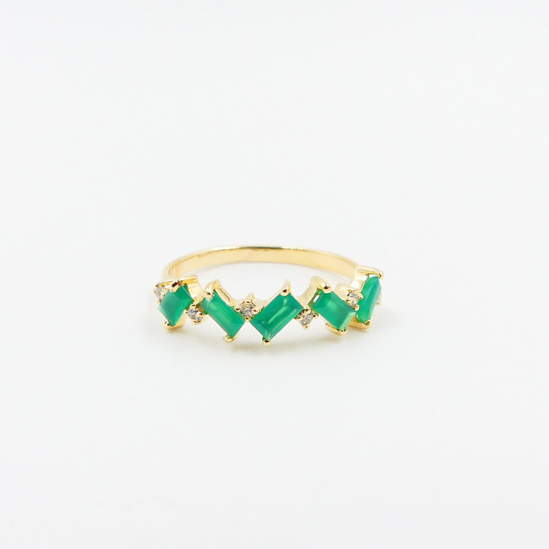Bague Dorée multi-pierres Onyx Vert