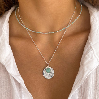 Collier Argent Amazonite Pastille