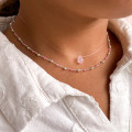 Collier Enfant Nylon Goutte Quartz Rose