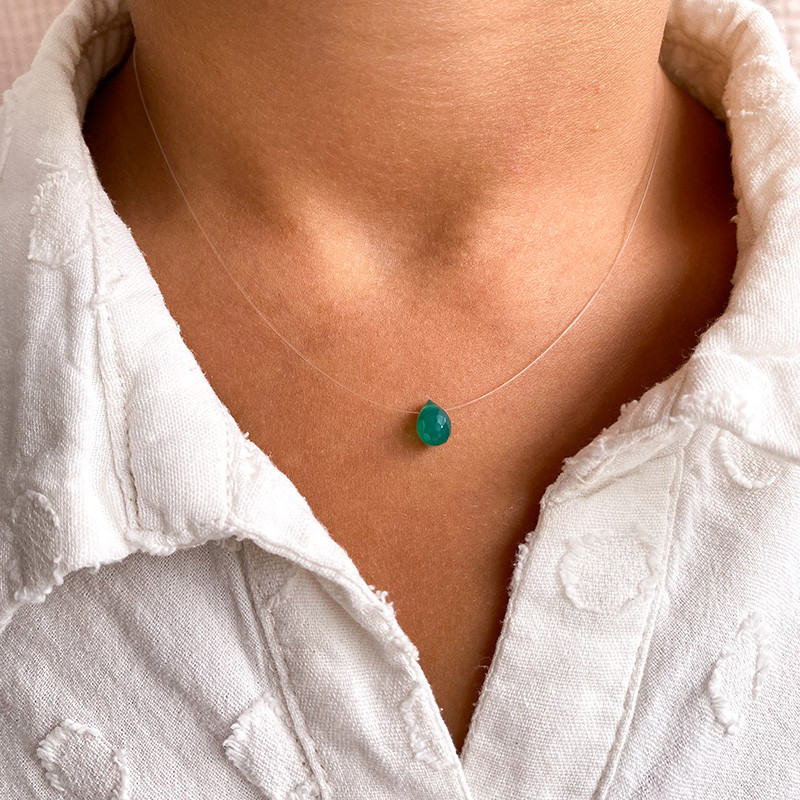 Collier Enfant Goutte Onyx Vert