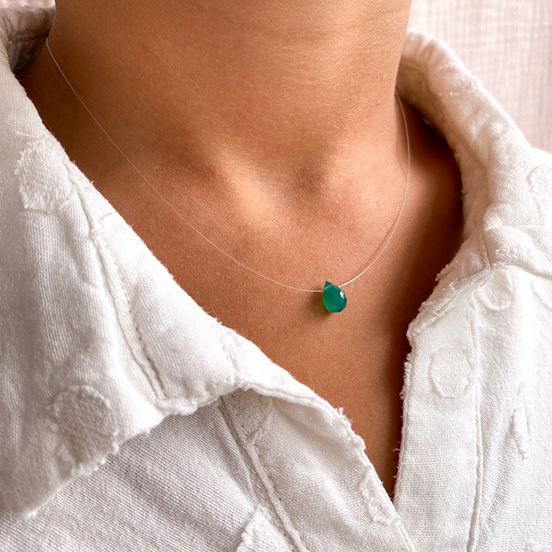 Collier Enfant Goutte Onyx Vert