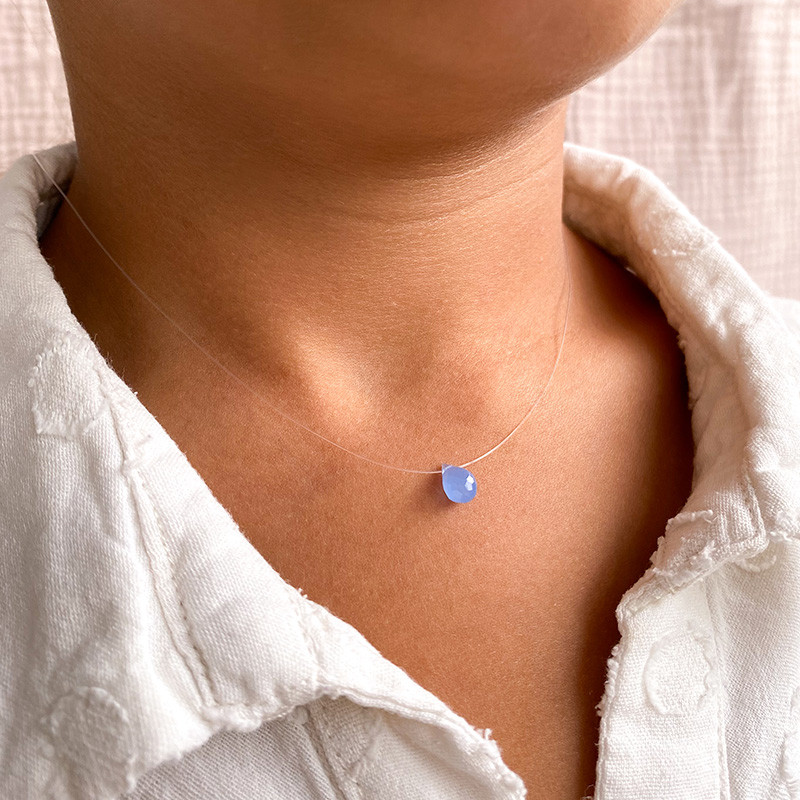 Collier Enfant Goutte Aqua Bleue