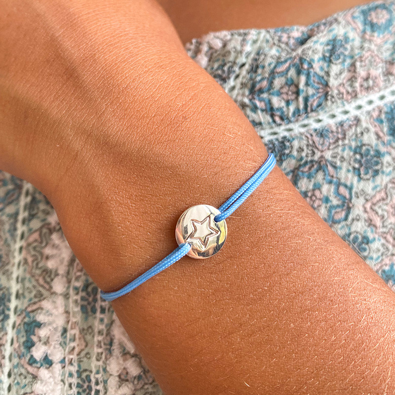Bracelet cordon Enfant étoile argent