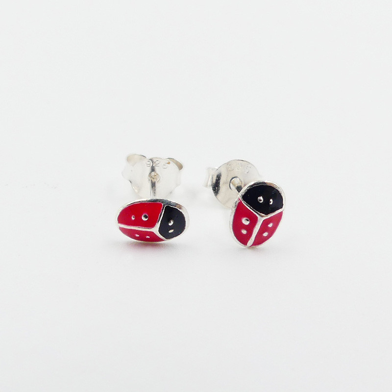 Clous d’oreilles enfant coccinelle en argent 925