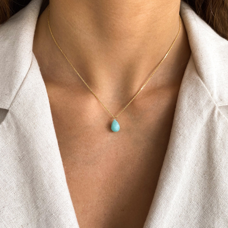 Collier Plaqué or Goutte Amazonite
