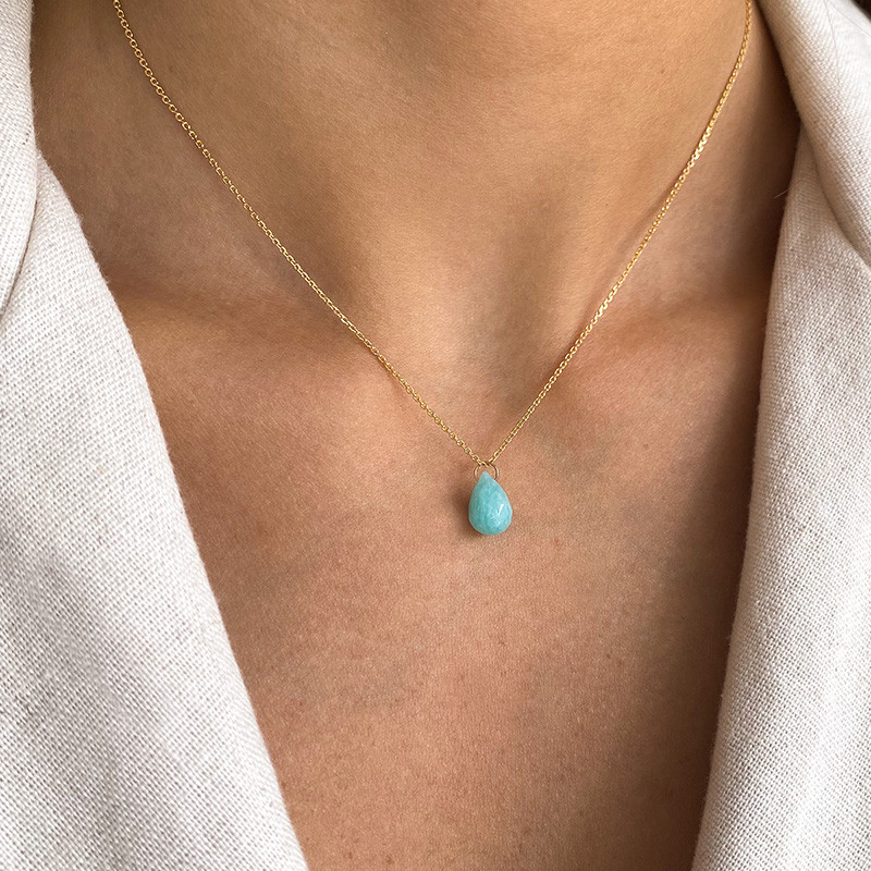 Collier Plaqué or Goutte Amazonite
