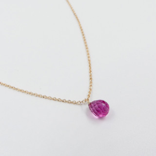 Collier Plaqué or Goutte couleur Ruby